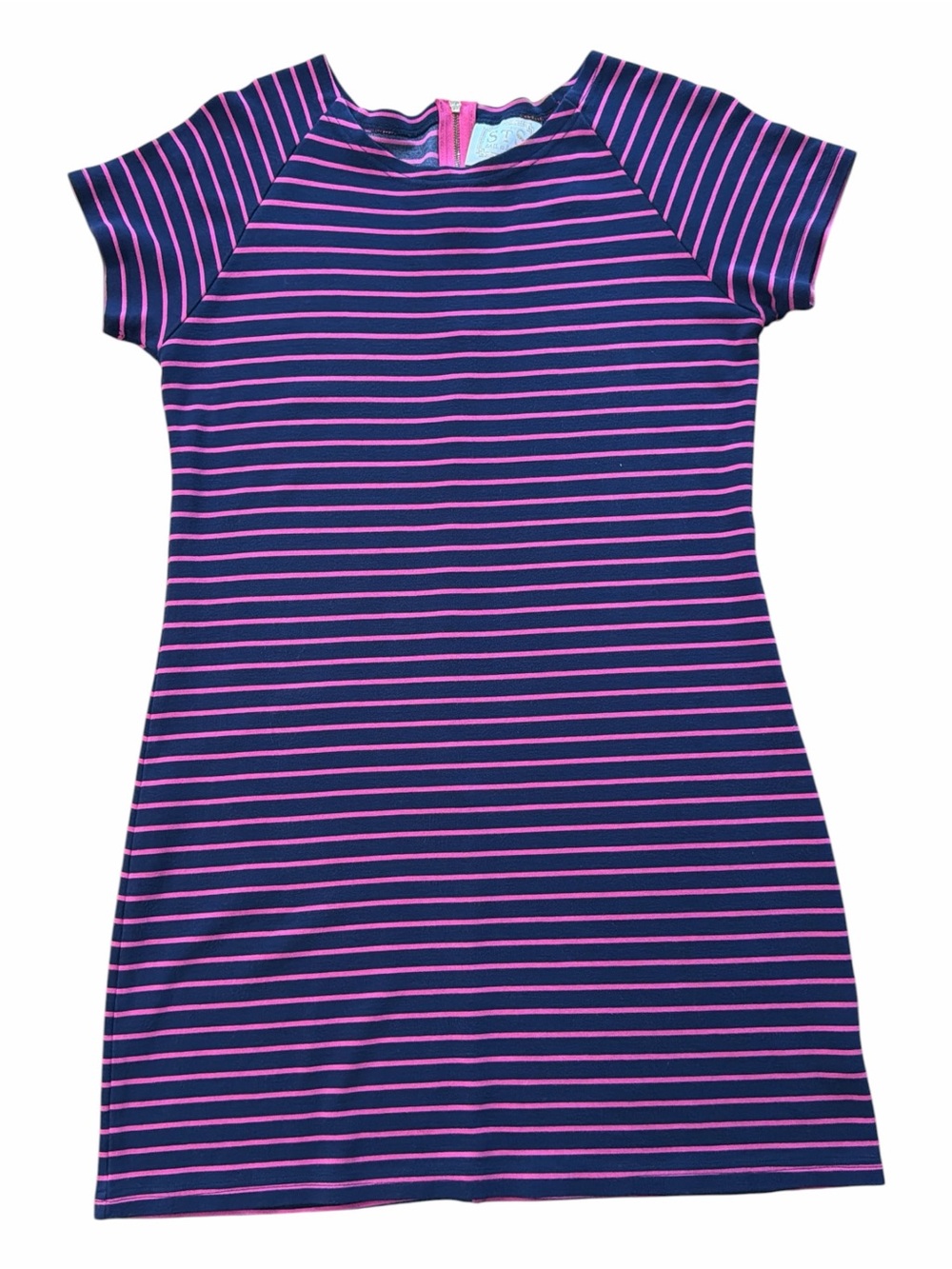 Sail to Sable Navy and Pink Striped Short Sleeve Tee Shirt Dress